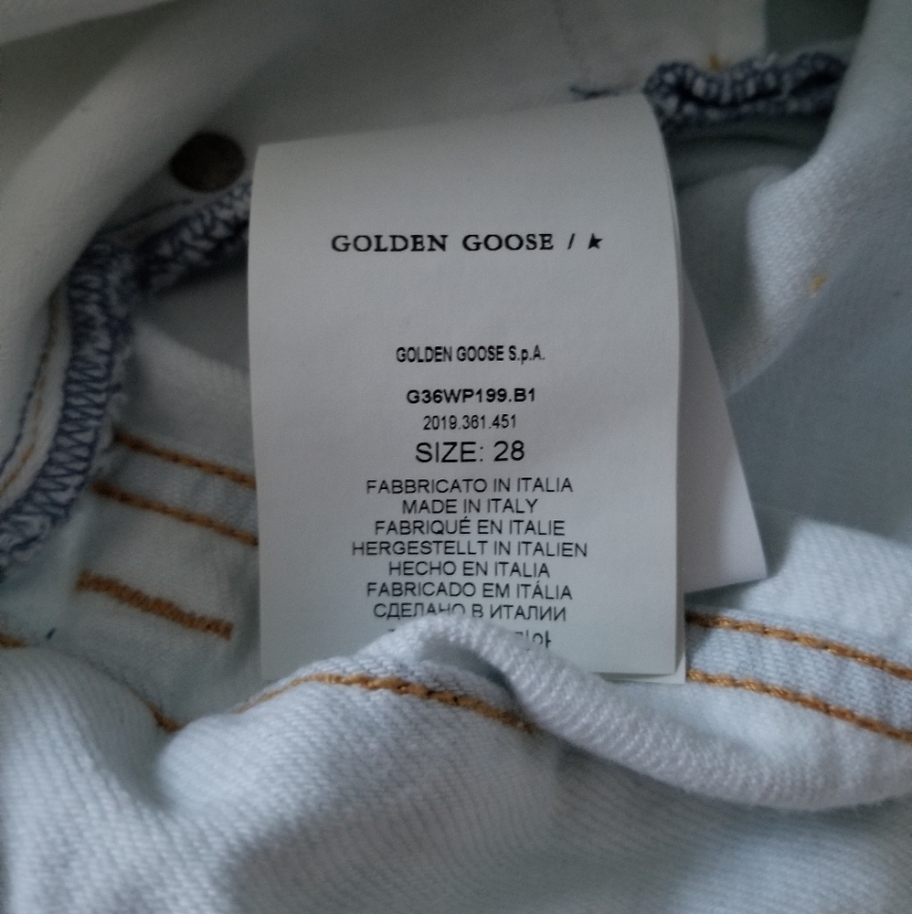 Golden Goose High Rise Boot Cut Jeans Light Wash Bleached Blue Size 28 - Picture 8 of 10